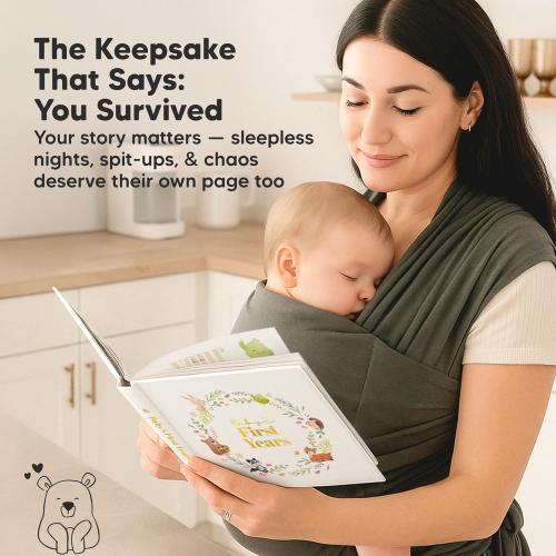 Keepsake Baby Memory Book, Girl, Boy - Beautiful First 5 Year Journal Book, 100 Pages Newborn Milestone Scrapbook, From Pregnancy to Age 5, First Time Mom Gifts for Baby Shower, Gender Neutral (Muse)