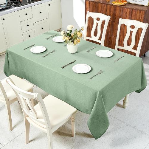 IVAPUPU Textured Linen Rectangle Table Cloth, Sage Green, 52 x 70 Inch