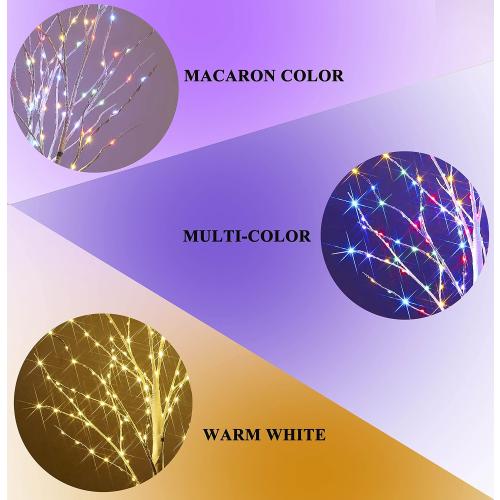 Hairui Lighted Birch Branches Battery Operated 70L 18IN Warm White and Multi Color Fairy Lights 8 Function for Halloween Home Christmas Decor