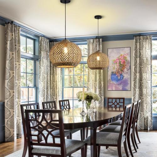 Rattan Pendant Light Fixture,13.79 Boho Rattan Kitchen Island Seagrass Lighting, Hand Woven Coastal Wicker Chandelier,for Farmhouse Dining Room Entryway Foyer 1-Light