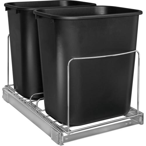 LYNK PROFESSIONAL® Double Pull Out Trash Can Under Cabinet - Under Sink Trash Can Slider - Trash Can Slide Out Drawer - Sliding Pull Out for Kitchen Garbage Bin (Trash Cans Not Included)