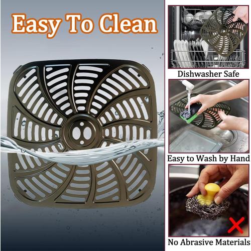 Square Air Fryer Crisper Plate for 8QT Gourmia GAF826 Air Fryers, Premium Nonstick Air Fryer Grill Plate Pan Rack Tray Insert Grate Grid Shelf for Gourmia 8QT Air Fryers, Dishwasher Safe