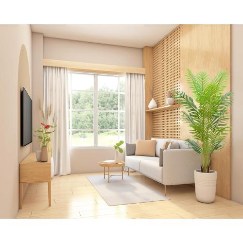 6FT Artificial Palm Tree Indoor with White Pot, Realistic Leaves, 15 Trunks Adjustable Branches, Tall Faux Fake Palm Plant, Ideal for Living Room Bedroom Office Home Interior Aesthetic Decor