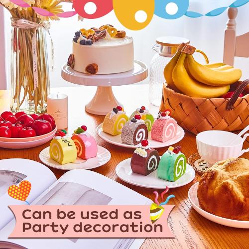 Civaner 8 Pieces Realistic Artificial Simulation Cake Dessert Mixed Fake Food for Display Kitchen Decoration Photography Props, 4 Colors
