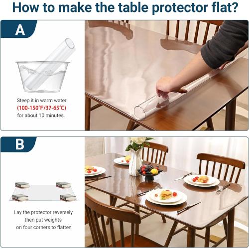 Clear Table Cover Protector Rectangle 42 x 72 Inch, 1.5mm Transparent Plastic Table Protector Waterproof, Anti-Scratch Clear Desk Mat for Office Desktop Dresser Dining Table, FDA Compliant