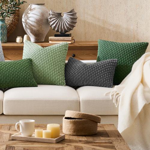 Kevin Textile Soft Corduroy 20x54 Body Pillow Cover 1 Pack, Dark Green