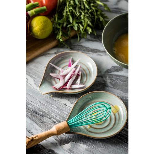 LAUCHUH Spoon Rest, 5 Large Spoon Holder for Stove Top Ceramic Spoon Rest Spatula Rest for Kitchen Utensils, Ladle, Coffee Spoons, Cooking spoons, Spatula, Tongs, Christmas, Unique Gray