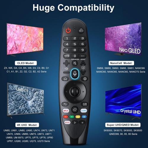 Voice Magic Remote for LG OLED QNED NanoCell Webos Smart TV Magic Remote Control Replacement AKB75855501 AN-MR20GA MR19BA MR21 MR22 MR23 MR24 GA GN GC MR18BA MR650A, with Pointer Function