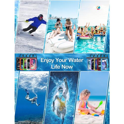 Famoby Up to 8.3 5 Pack Multicolor Universal Waterproof Phone Pouch, Phone Waterproof Case Dry Bag,Protection Level: IP68,Outdoor Sports for Apple iPhone,Samsung,and More,Black,Blue,Pink,Orange,Green