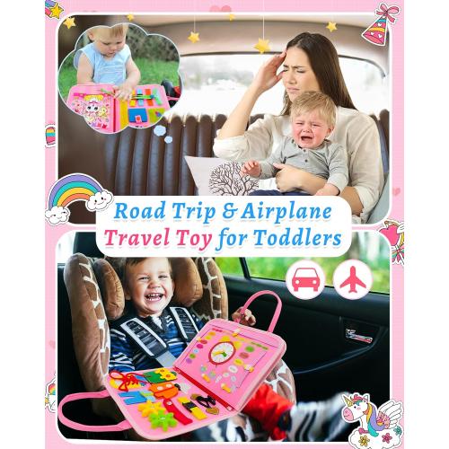 Exorany Busy Board Montessori Toys for Toddler Girls & Boys Birthday Gifts, Sensory Toys for Toddlers, Educational Travel Toy, Preschool Activities for Learning Fine Motor Skills