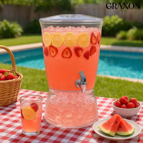 Drink Dispensers for Parties (2.5 Gallon) Large Plastic Water Dispenser for Counter Tops, No Mess, Easy to Assemble & Wash, Up to 40 Drinks