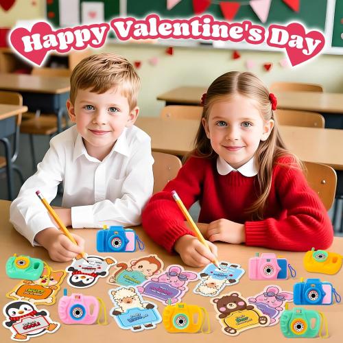 SpringFlower 24 Pack Valentines Day Cards for Kids School with Camera Viewers Toy Set, Valentines Day Gifts Cards for Kids Classroom Exchange, Valentines Party Favors Prizes for Boys Girls