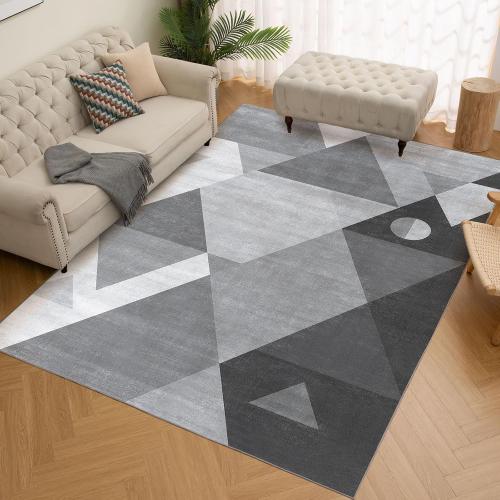 HOMFINE Washable Modern Area Rug - Geometric Style 8x10 Rugs for Living Room, Bedroom, Machine Washable Rug Soft Non Slip Non Shedding Area Rug - Grey, 8'x10'