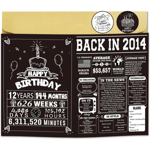 Happy 12th Birthday Card for Boys Girls, Sweet 12 Years Old Birthday Gifts for Daughter Son from Dad Mom, Cool 12th Bday Decoration Ideas