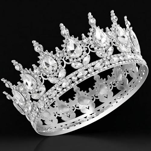CIEHER Crystal Crowns for Women Girls Royal Crown Wedding Halloween Costume Birthday Party Prom, Crown Cake Topper(Silver)