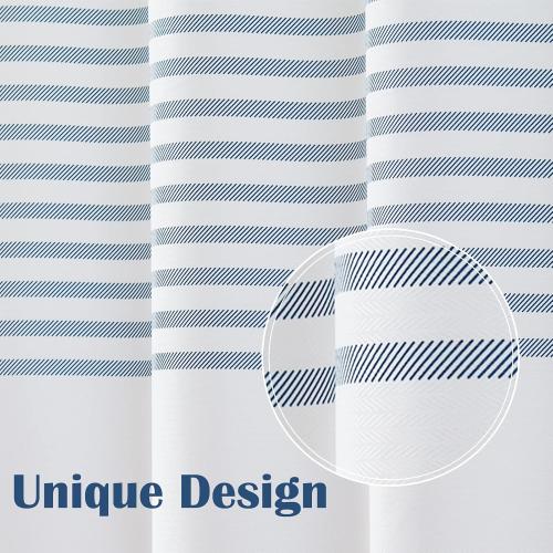 jinchan Blue and White Striped Shower Curtain Modern Zig Zag Waterproof Fabric Shower Curtains for Bathroom with 12 Hooks Machine Washable 70x72 inches