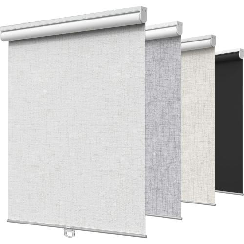 GENIMO 100% Blackout Roller Window Shades, Window Blinds Cordless with Thermal Insulated, UV Protection Fabric, Mini French Door Blinds for Home, Bedroom, Office, Linen White, 23 W X 72 H