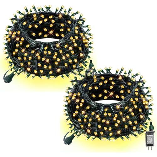 Dazzle Bright 132FT 400 LED Christmas Lights, Christmas String Lights Plug in with 8 Modes, Waterproof Christmas Decorations for Xmas Indoor Outdoor Party Home Tree Decor, Warm White