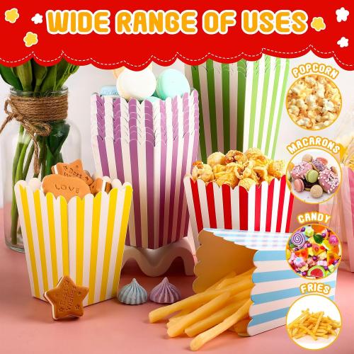Gueevin 36 Sets Mini Popcorn Boxes and Clear Treat Bag Set