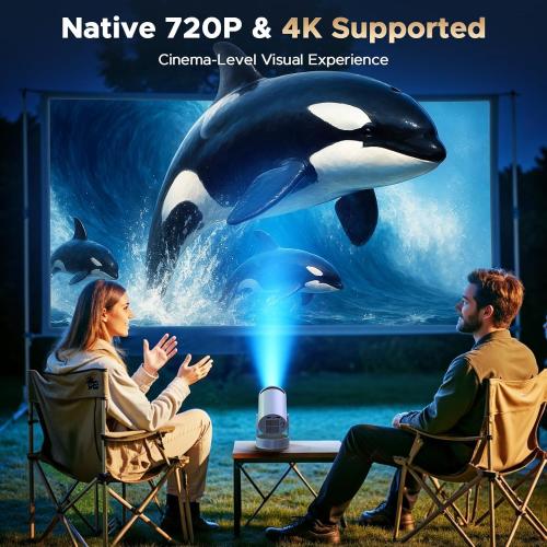 Mini Projector, Projector with Wifi and Bluetooth Built-in Battery 4K Portable Projector for Outdoor Bedroom, Smart Projectors 1080P Compatible with iphone/TV Stick/HDMI/Laptop
