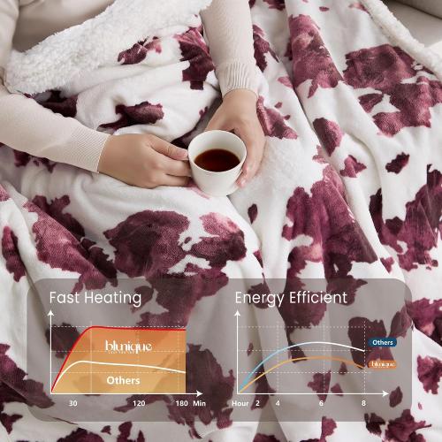 Heated Blanket Throw Blanket – Fast Heating Blanket with 10 Heat Settings & 4 Timer Options, Cozy Soft Fleece Sherpa, Washable, Warm Gifts for Grandma