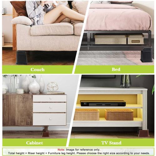 Bed Risers 2 inch, 3 inch, 4 inch, 6 inch, 8 inch Heavy Duty, Oversized Furniture Riser for Couch Sofa Table Chair Leg Frame Dorm, Support up to 6000 Lbs (Black 4 Pack, 8 inch)