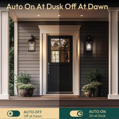 ALAMPEVER ST19 Dusk to Dawn LED Outdoor Light Bulb, 800LM Sunlight Sensor Light Bulbs, 7W (60W Equivalent), 5000K Daylight White, Automatic Light Bulb for Porch, Patio, Garage, 4 Pack, Non-Dimmable