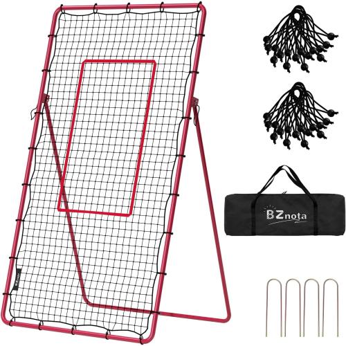 Adjustable Volleyball Rebounder Net, Volleyball Training Equipment Bounce Back Net with5 Rebound Angles Neon Target and Bungee Cords for Pitching, Throwing and Catching