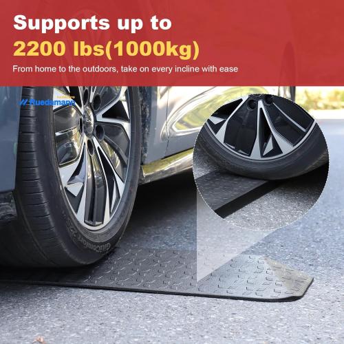 Ruedamann 1 Rise Rubber Threshold Ramp, 42.9 Wide Wheelchair Ramp, 2200 Lbs Capacity, Entry Ramp with Non-Slip Surface, for Wheelchairs, Scooter, Power Chairs, Driveways, Curb