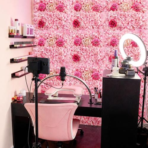 Zythrem Pink Flower Panels 12-Pack Rose Flower Wall Backdrop 15×15 Inch Artificial Silk Flower Panels 3D Pink Floal Backdrop for Wedding Birthday Party Home Event Photography Background