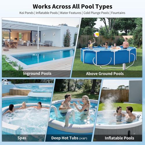 Cordless Pool Vacuum for Inground & Above Ground Pools: 23.8 GPM Powerful Stable Suction, Telescopic Pole up to 90.6, 60-Min Runtime, Extra-Large Filter & Rechargeable Pool Cleaner for Spas/Hot Tubs