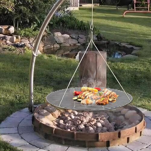 only fire Stainless Steel Cooking Grate BBQ Cladding Rod Cooking Grate for Grill, Fire Pit,
