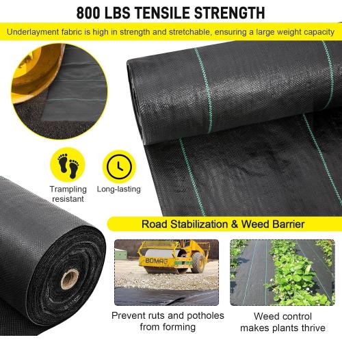 Doniks 13x65ft Driveway Fabric,5OZ Commercial Heavy Duty Weed Barrier Fabric, Garden Landscape Fabric,French Drain Fabric for Erosion Control,Landscape Fabric,Weed Barrier,Construction Projects