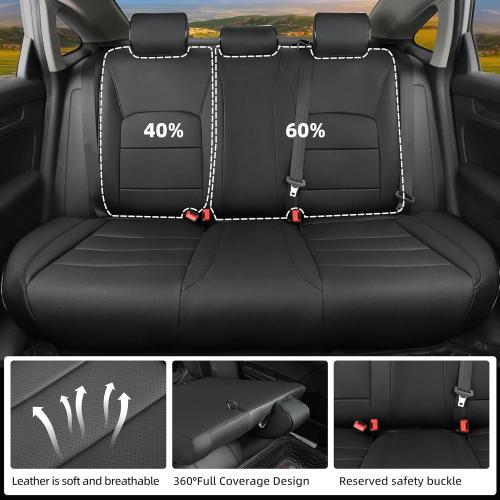 Lolcar Custom Fit Civic Seat Cover Full Set for Honda Civic (Sedan 2022 2023 2024 Touring)&(Sedan 2025-2026 Sport Touring),5-Seats Full Set,Leather Seat Protector (Black)