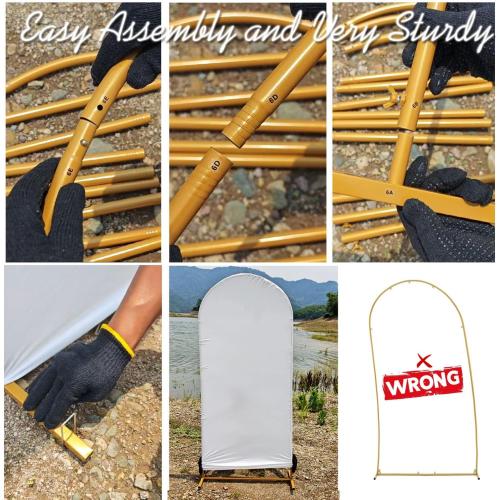 Arch Backdrop Stand and Cover Set (7.2ft,6ft) Birthday Party Wedding Ceremony Bridal Baby Shower Event Decor Gender Reveal (White, 7.2Ft 6Ft)