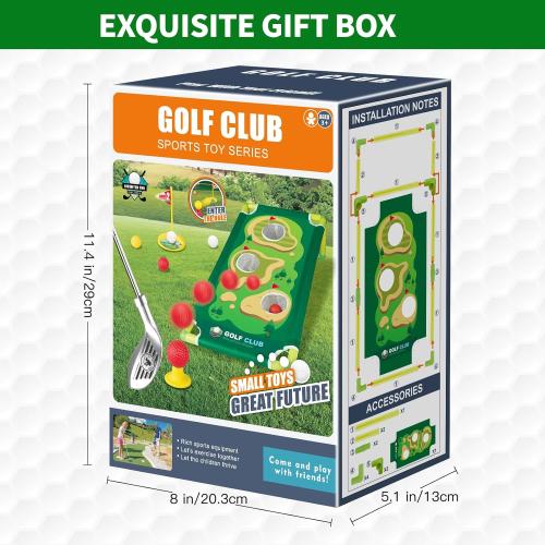 Toddler Golf Set for Boys Girls 3-6, Retractable Kids Golf Clubs with Cornhole Board & Putting Mat, Outdoor Indoor Sports Training Toy for Birthday Gifts
