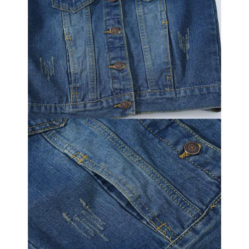 2XL Women's Casual Denim Waistcoat Frayed Sleeveless Ripped Jacket Vest with Pockets