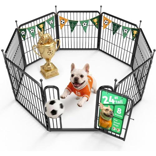 FXW Rollick Unleashed Dog Playpen for Indoor, Yard, RV Camping, 24 inch 8 Panels for Small and Puppy Dogs, Black│Patented