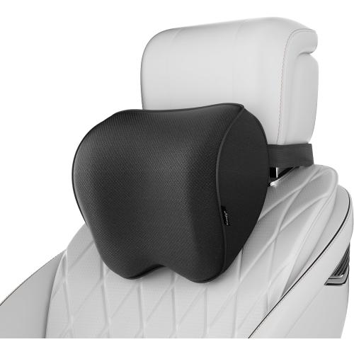Crofy 2-Pack Car Neck Pillow, Softness Car Headrest Pillow for Driving with Adjustable Strap, 100% Memory Foam and Breathable Removable Cover, Comfortable Ergonomic Design, 4.7 Inches Thick