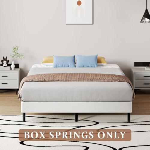 King Size Box Springs - 5 Inch Low Profile Mattress Foundation No Noise Heavy Duty Metal Basics Bed Base with Clean Fabric Cover, Easy Assembly