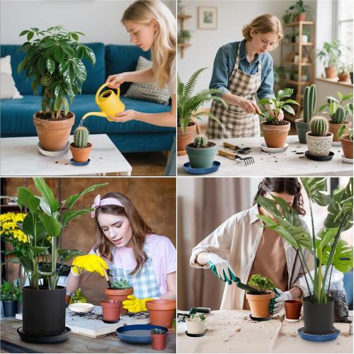 1 Pack Plant Saucer Pot Trays 14 Inch, Deep Plant Saucers Water Catcher Tray for Indoor & Outdoor Planters,Bird Bath Durable Ceramic Plant Tray for Flower Pot （14 inch White）