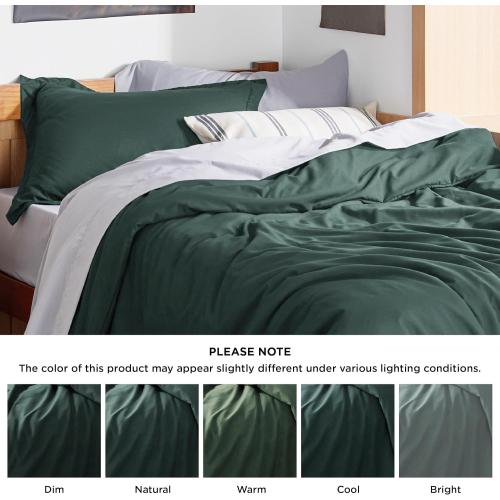 Bedsure Duvet Cover Twin/Twin XL Size - Soft Double Brushed Bedding Set for Kids & Adults, Zipper Closure, 2 Pieces, Includes 1 Duvet Cover (68x90) & 1 Pillow Sham, NO Comforter, Forest Green