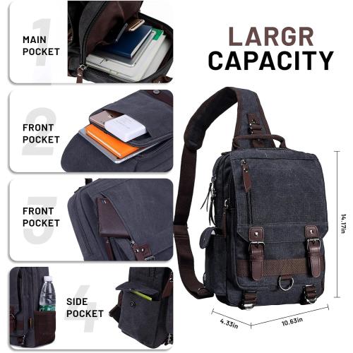 mygreen Canvas Cross Body Messenger Bag Shoulder Sling Backpack Travel Rucksack