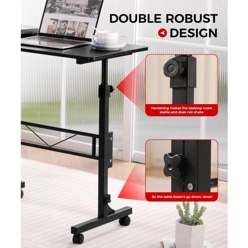 Standing Desk Adjustable Height, Mobile Stand Up Desks with Wheels Small Computer Desk Rolling Desk, Portable Laptop Desk Black Standing Table Sit Stand Home Office Desks 16x31.5 Height 27-43.5