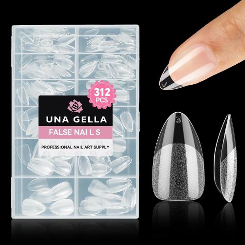 UNA GELLA Short Almond Nail Tips, 312pcs X-Soft Gel Nail Tips Almond Shape