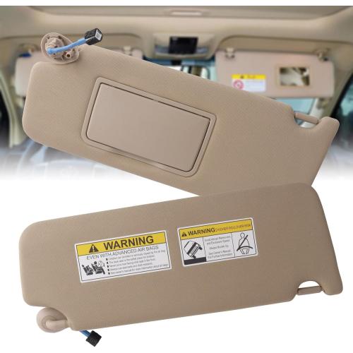Driver Left Side Sun Visor Compatible with 2017-2021 Honda Pilot 2018-2020 Honda Ridgeline Replacement Sun Shade (Shadow Beige) with Vanity Light/with Makeup Mirror