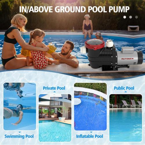 Pool Pump, 2.0 HP Variable Speed, 8000GPH 230V Above Ground, 1500W Swimming with Strainer Basket and Drain Plug 60HZ Silent Operation, UL for Security