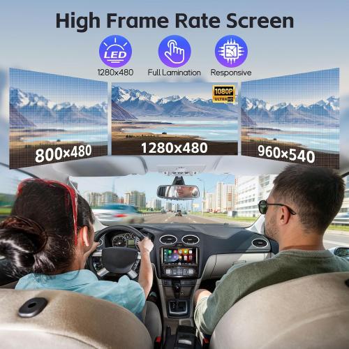 Single Din Radio Car Stereo with Wireless Apple Carplay & Android Auto, 6.9 UHD Touchscreen Car Stereo with Bluetooth, 1080P Backup Camera Mirror Link Navigation USB Type-C Fast Charging FM/AM EQ SWC