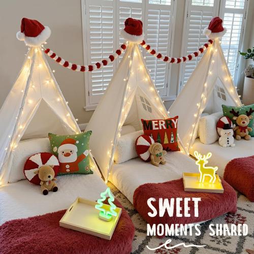 Sumbababy Teepee Tent for Kids Indoor - Toddler Play Tent Washable Tipi Sleepover Tents with Lights for Girls & Boys - Foldable Playhouse Gift Toys