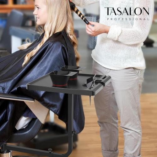 TASALON Salon Metal Tray Attached to Chair 360 Degree Rotation Barber Chair Tray for Dental, Cart with 2 Magnetic Bowls,Fully Adjustable Hairstylist for Barber Tattoo Tools